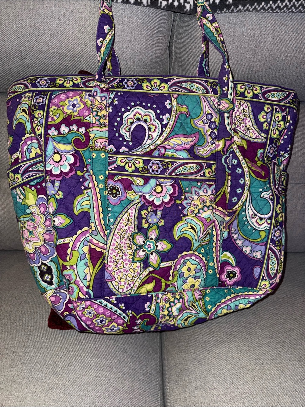 EUC Vera Bradley Heather Purple Paisley Tote - Picture 4 of 10